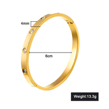 Carica l'immagine nel visualizzatore di Gallery, 2018 New B043 316L Stainless Steel Cuff Bracelet For Women Tension Setting CZ Bracelets &amp; Bangles 3 Colors Choices