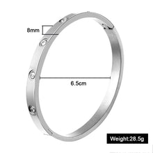 Carica l'immagine nel visualizzatore di Gallery, 2018 New B043 316L Stainless Steel Cuff Bracelet For Women Tension Setting CZ Bracelets &amp; Bangles 3 Colors Choices