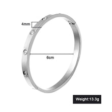 Carica l'immagine nel visualizzatore di Gallery, 2018 New B043 316L Stainless Steel Cuff Bracelet For Women Tension Setting CZ Bracelets &amp; Bangles 3 Colors Choices