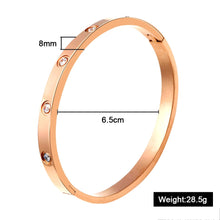Carica l'immagine nel visualizzatore di Gallery, 2018 New B043 316L Stainless Steel Cuff Bracelet For Women Tension Setting CZ Bracelets &amp; Bangles 3 Colors Choices