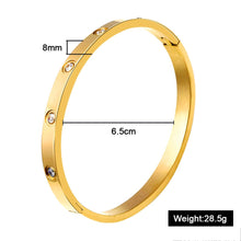 Carica l'immagine nel visualizzatore di Gallery, 2018 New B043 316L Stainless Steel Cuff Bracelet For Women Tension Setting CZ Bracelets &amp; Bangles 3 Colors Choices