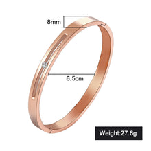 Carica l'immagine nel visualizzatore di Gallery, 2018 New B047 316L Stainless Steel Cuff Bracelet For Women Tension Setting CZ Bracelets &amp; Bangles 3 Colors Choices