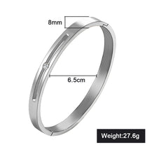 Carica l'immagine nel visualizzatore di Gallery, 2018 New B047 316L Stainless Steel Cuff Bracelet For Women Tension Setting CZ Bracelets &amp; Bangles 3 Colors Choices