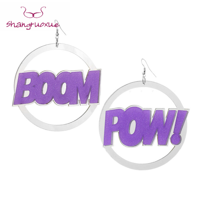 2018 New Fashion Big Exaggerated Drop Earrings Rose Red Acrylic Link Chain Chunky Statement Dangle Earrings for Women Bijoux