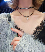 Load image into Gallery viewer, 2018 New Fashion Black Lace Pearls choker pendent Necklaces Jewelry Multilayer Chain Imitation For Women Wedding Bride Necklace