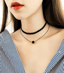 2018 New Fashion Black Lace Pearls choker pendent Necklaces Jewelry Multilayer Chain Imitation For Women Wedding Bride Necklace