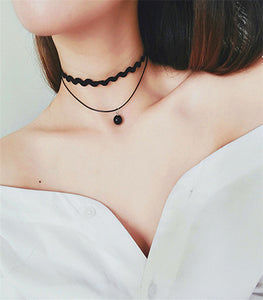 2018 New Fashion Black Lace Pearls choker pendent Necklaces Jewelry Multilayer Chain Imitation For Women Wedding Bride Necklace