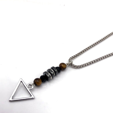 2018 New Fashion Men Women Inverted Triangle Pendant Neckalce Vintage Design Chain Necklace Stone Bead Jewelry Party Gift