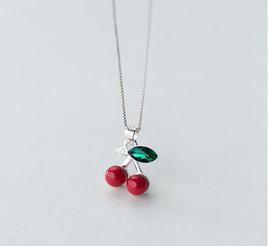 2018 New Fashion Necklace For Women Austrian Crystal Cherry Pendant Necklace for Girl's Jewelry Gift