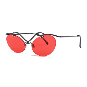 2023 Retro Oval Letters Sunglasses Cat Eye Frame Rimless Sunglasses Trending Men Punk Sun Glasses Female UV400