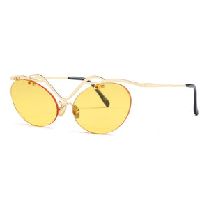 2023 Retro Oval Letters Sunglasses Cat Eye Frame Rimless Sunglasses Trending Men Punk Sun Glasses Female UV400