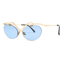 Carica l&#39;immagine nel visualizzatore di Gallery, 2023 Retro Oval Letters Sunglasses Cat Eye Frame Rimless Sunglasses Trending Men Punk Sun Glasses Female UV400