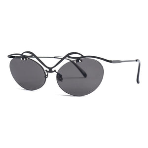 2023 Retro Oval Letters Sunglasses Cat Eye Frame Rimless Sunglasses Trending Men Punk Sun Glasses Female UV400