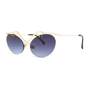 2023 Retro Oval Letters Sunglasses Cat Eye Frame Rimless Sunglasses Trending Men Punk Sun Glasses Female UV400