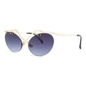 2023 Retro Oval Letters Sunglasses Cat Eye Frame Rimless Sunglasses Trending Men Punk Sun Glasses Female UV400