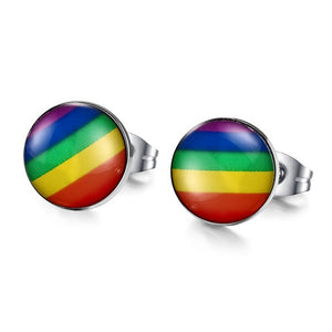 2018 New Fashion Tiny Rainbow One For Sale Rainbow Stud Earrings Steel Titanium G LGBT Party Jewelry