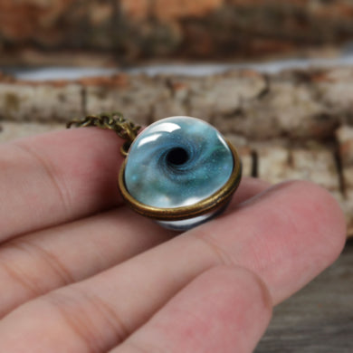 2018 New Galaxy Double Sided Pendant Black Hole Stars Planet Necklace Universe Glass Pendant Art Picture Handmade Necklaces