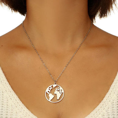 2018 New Gold Silver Round Globe World Map Pendant Choker Necklace For Women Men Travel Earth D Gift Personalized Jewelry Gift