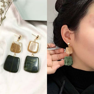 2018 New Hot Fashion Geometric Square Earrings Brincos Oorbellen Acrylic Connection Pendants Drop Earrings For Women Jewelry