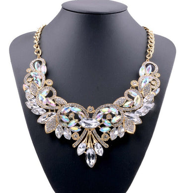 2018 New Hot Fashion Necklaces & Pendants Multi-color Crystal Bib Statement Necklace Water Drop Crystal Necklace Vintage Jewelry