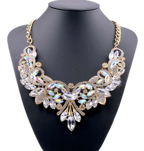 2018 New Hot Fashion Necklaces & Pendants Multi-color Crystal Bib Statement Necklace Water Drop Crystal Necklace Vintage Jewelry