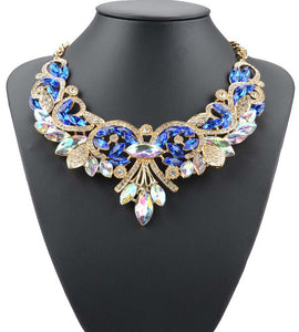 2018 New Hot Fashion Necklaces & Pendants Multi-color Crystal Bib Statement Necklace Water Drop Crystal Necklace Vintage Jewelry