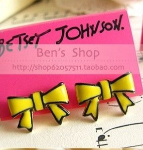 2018 New Hot Rushed Brinco Yellow Bowknot Earings Fashion British Bow Stud Earrings For Women Jewelry