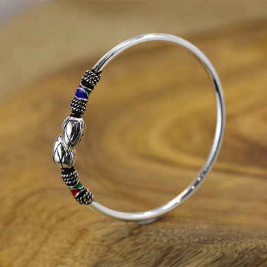 2018 New Limited Women Bangle 990 Bracelet Style Restoring Ancient Ways Lotus Female Breadwinners Bracelets Can Be Adjusted