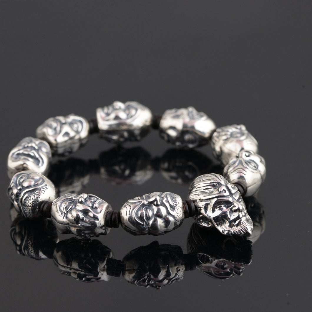 2018 New Promotion Bracelet Elegance Jewelry Line S925 Pure Thai Retro Craft Hand String 18 Arhats Bracelet Beads Male Model