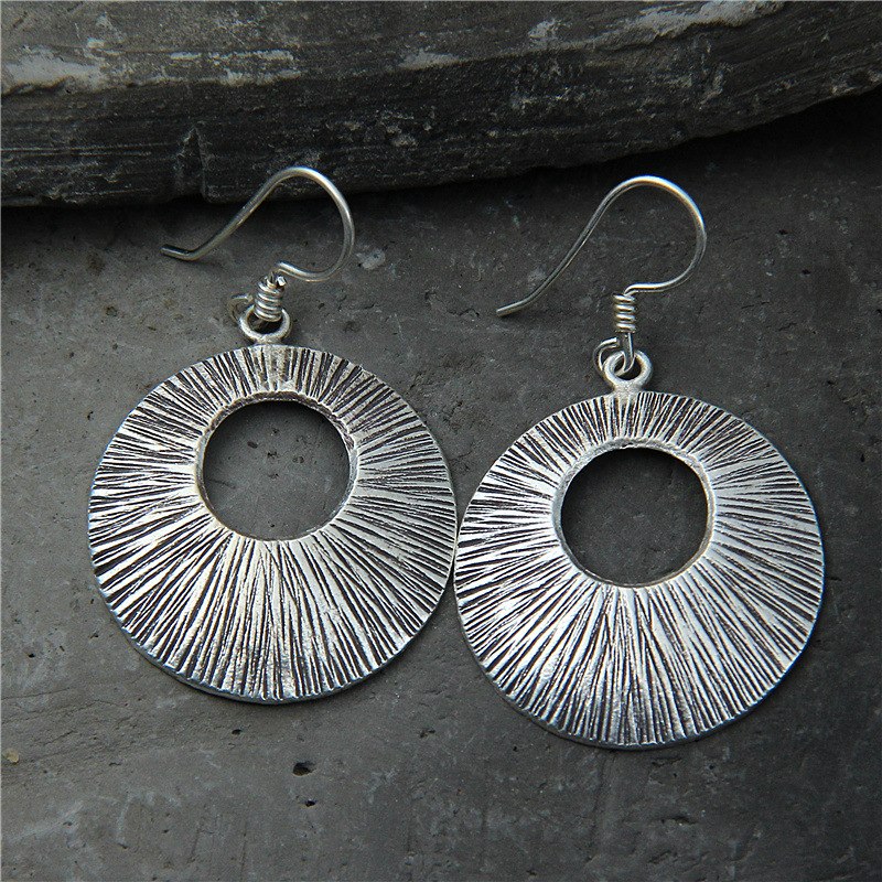 2018 New Promotion Earings Fashion Jewelry Accessories Thai Restoring Ancient Ways Round Earrings S925 Drawing Hand Collars For