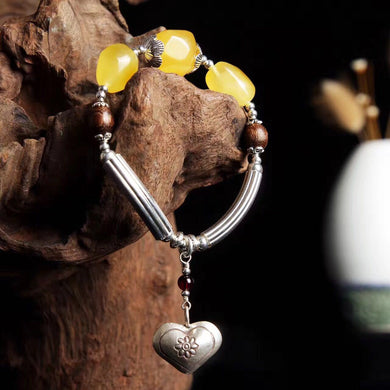 2018 New Real Kehribar Women Bracelet Character Items S925 Pure Ornaments Ethnic Wind Do Old Lady Diy Amber Beeswax Hand String