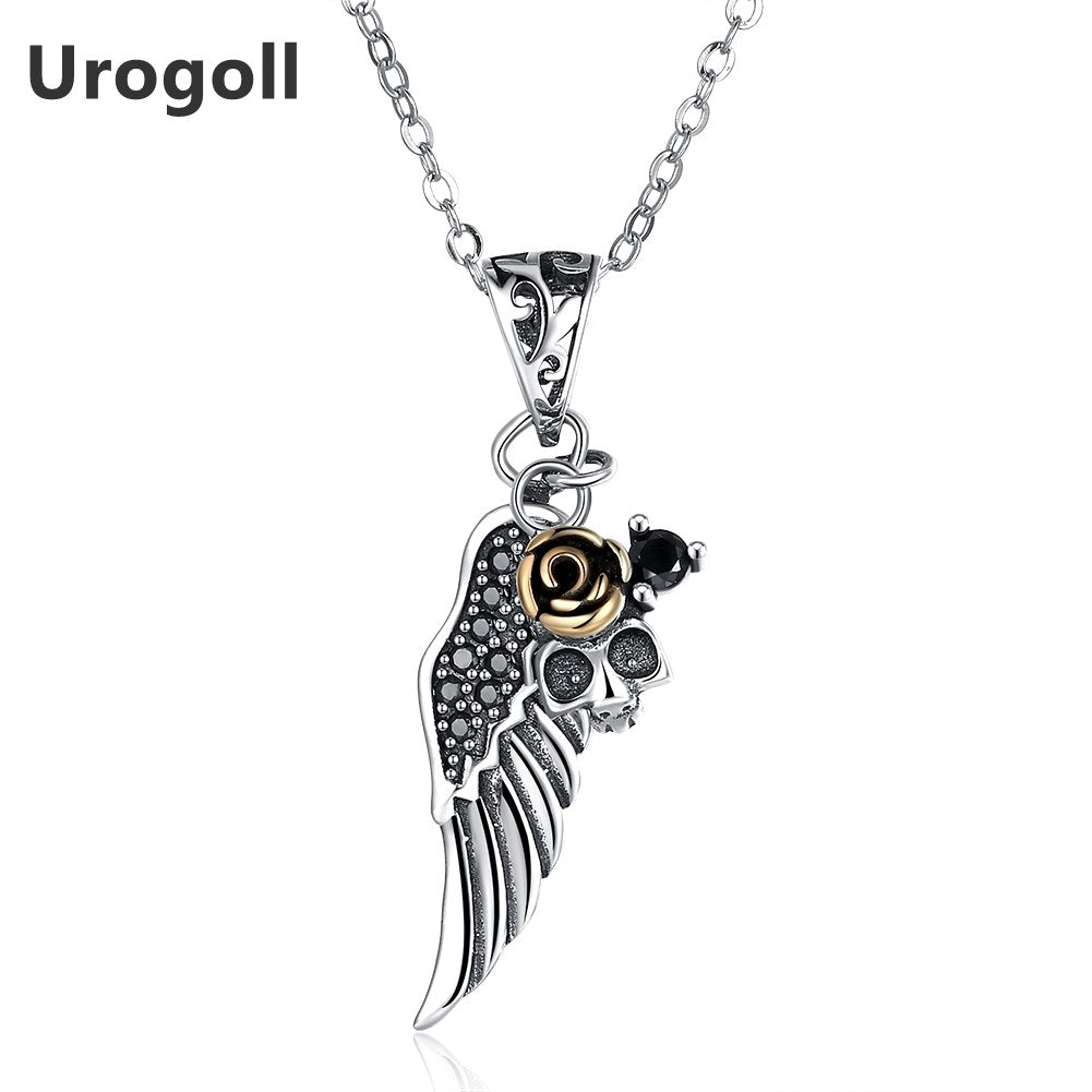 2018 New Retro Style Classic 925 Sterling Silver Fashion Wings Feather Charms Pendant Necklace Women Wedding Fine Jewelry Gifts