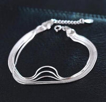 Load image into Gallery viewer, 2018 New Simple Multilayer Tassel Snake chain Bracelet Genuine 100% 925 Sterling Silver jewelry for women chrismas gift