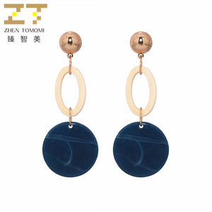 2018 New Women's Hot Fashion Long Statement DIY Wooden Oval Earrings Geometric Round Acrylic Drop Earrings For Women Jewelry