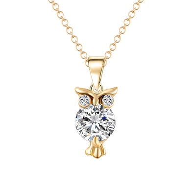 2018 New Zircon Pendants Owl Necklace For Women Crystal Heart Gold Sliver Color Long Necklaces Fashion Jewelry Christmas Gift