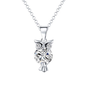 2018 New Zircon Pendants Owl Necklace For Women Crystal Heart Gold Sliver Color Long Necklaces Fashion Jewelry Christmas Gift