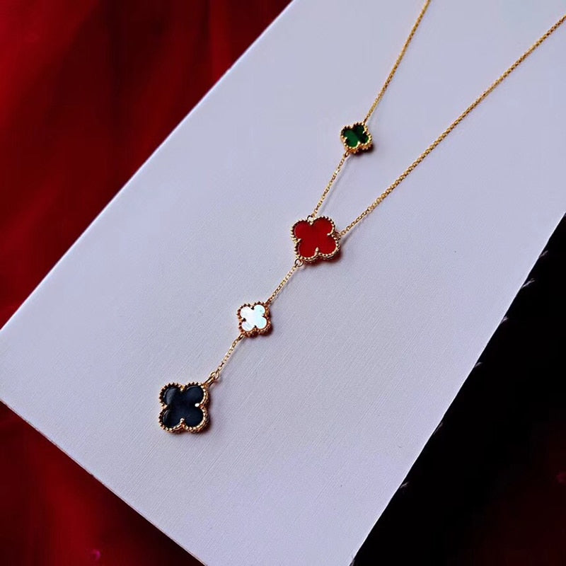 2018 New arrival AU750 18k Gold necklace Four-leaf clover design Fashion & fine jewelry for women girls Mum lover birthd gift