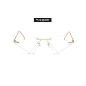 2023 sunglasses personality frameless triangle designer irregular double-layer sunglasses trendy sunglasses driving