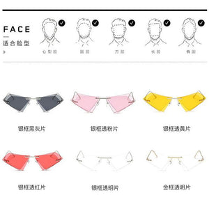 2023 sunglasses personality frameless triangle designer irregular double-layer sunglasses trendy sunglasses driving