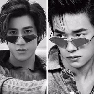 2023 sunglasses personality frameless triangle designer irregular double-layer sunglasses trendy sunglasses driving