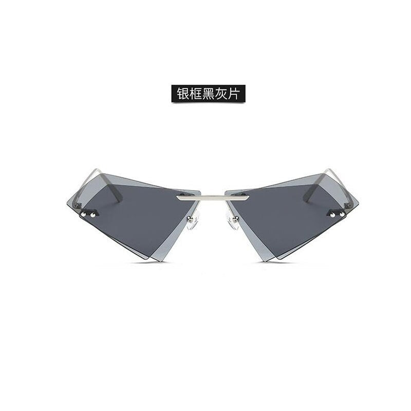 2023 sunglasses personality frameless triangle designer irregular double-layer sunglasses trendy sunglasses driving