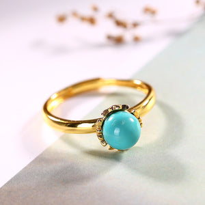 2018 Promotion Sale Women Anel Feminino S925 Sterling Gilded Natural Turquoise Mosaic Lady's High-end Open Ring Wholesale