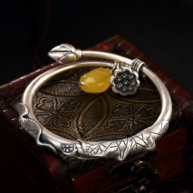 2018 Real Limited Women Bangle Lotus Beeswax Lady Style Restoring Ancient Ways Of High-grade Matte Do Old Bracelets Wholesale
