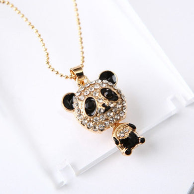 2018 Collana con ciondolo panda con strass carino retro-vendita per donne Maglione di cristallo Collane Accessori di gioielli Regalo di Natale 