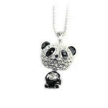 Load image into Gallery viewer, 2018 Retro-selling Cute Rhinestone Panda Pendant Necklace for Women Crystal Sweater Necklaces Jewelry Accessories Christmas Gift