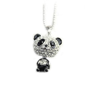 2018 Retro-selling Cute Rhinestone Panda Pendant Necklace for Women Crystal Sweater Necklaces Jewelry Accessories Christmas Gift