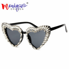 Carica l'immagine nel visualizzatore di Gallery, 2023 Sunglasses Women brand designer Cool Sun Glasses for Men  Rhinestone Retro Love Heart Shape Summer glasses shades