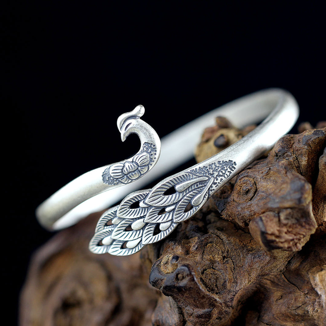 2018 Time-limited Rushed Bangle Character S990 Decoration Inheriting Classic Matte Restoring Ancient Ways Ms Peacock Bracelet