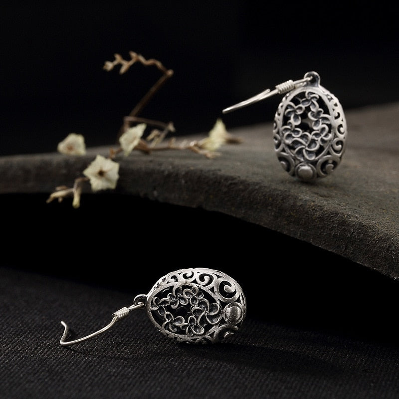 2018 Top Fashion New Anniversary Brinco S925 Sterling Vintage Hollowed Cherry Blossoms High Grade Ladies' Earrings Wholesale