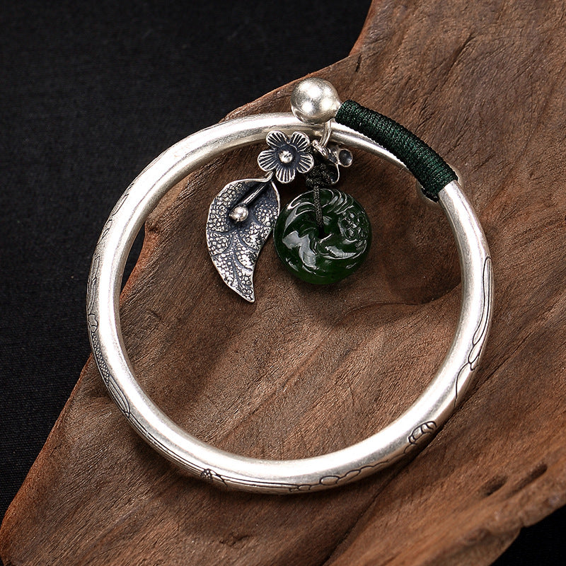 2018 Top Fashion Sale Bangle Deer S990, Pure Silver, Antique Pattern And Ms. Tian Biyu's High-grade Sterling Bracelet Bracelet.